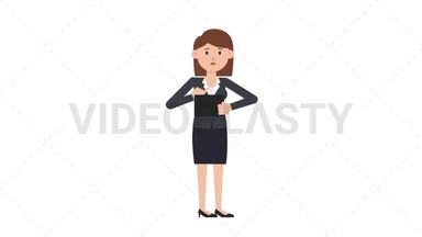 White Corporate Woman Using Tablet Sad Stock Animation
