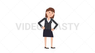 White Corporate Woman Waiting Stock Animation