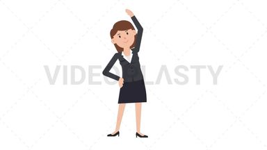 White Corporate Woman Warmup Exercise Stock Animation