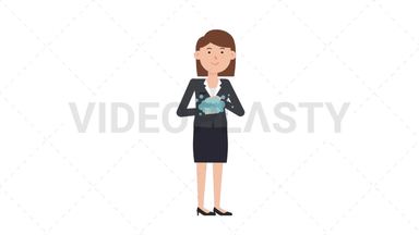 White Corporate Woman Washing Hands Stock Animation