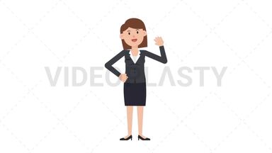 White Corporate Woman Waving Stock Animation
