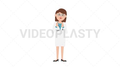 White Female Doctor Clapping Stock Animation