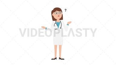 White Female Doctor Confused Stock Animation