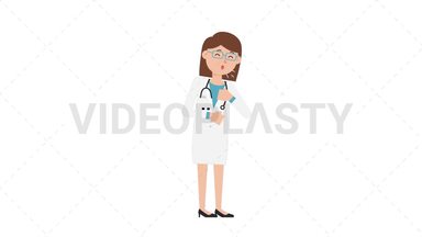White Female Doctor Coughing Stock Animation