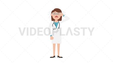 White Female Doctor Crying Stock Animation