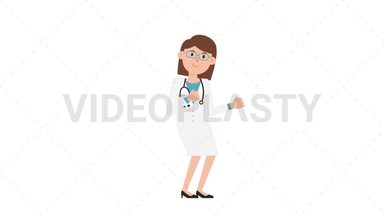 White Female Doctor Dancing Stock Animation