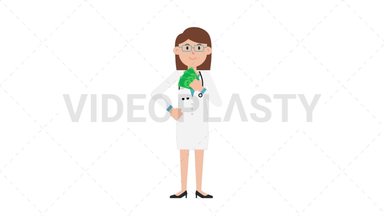 White Female Doctor Holding Cash Stock Animation