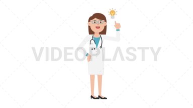 White Female Doctor Idea Stock Animation