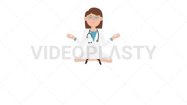 White Female Doctor Meditating Stock Animation