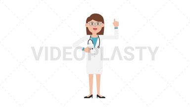White Female Doctor Pointing Above Stock Animation