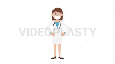 White Female Doctor Putting on Face Mask Stock Animation