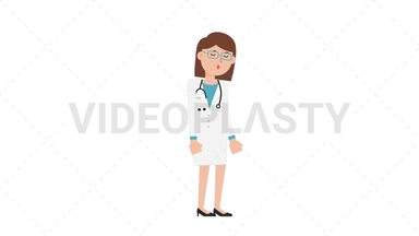 White Female Doctor Sleepy Stock Animation
