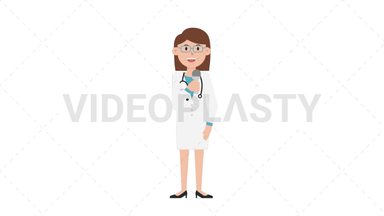 White Female Doctor Talking on Microphone Stock Animation