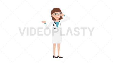 White Female Doctor Talking on the Phone Angry Stock Animation