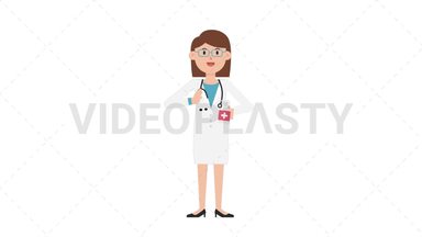 White Female Doctor Using Disinfectant Spray Stock Animation
