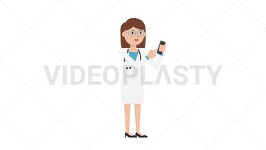 White Female Doctor Using Phone Stock Animation