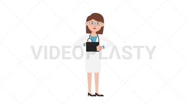 White Female Doctor Using Tablet Happy Stock Animation