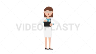 White Female Doctor Using Tablet Sad Stock Animation