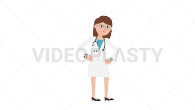 White Female Doctor Waiting Stock Animation