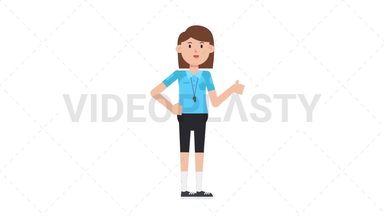 White Female EU Referee Approve Stock Animation