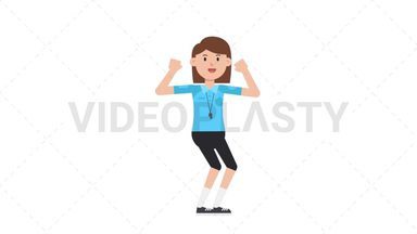 White Female EU Referee Cheer Stock Animation