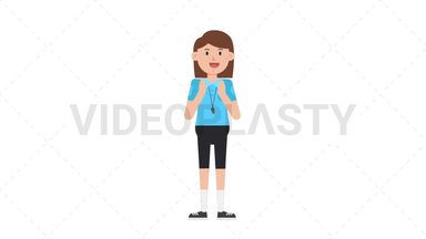 White Female EU Referee Clapping Stock Animation