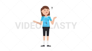 White Female EU Referee Confused Stock Animation