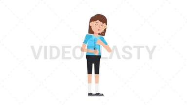 White Female EU Referee Coughing Stock Animation