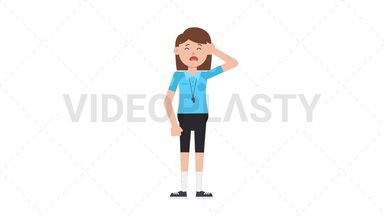 White Female EU Referee Crying Stock Animation