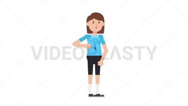 White Female EU Referee Disapprove Stock Animation