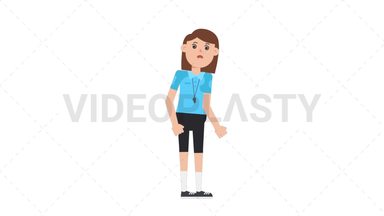 White Female EU Referee Dizzy Stock Animation