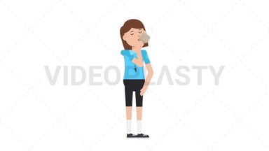 White Female EU Referee Drinking Coffee Stock Animation