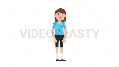 White Female EU Referee Fever Stock Animation
