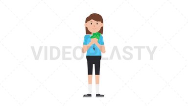 White Female EU Referee Holding Cash Stock Animation