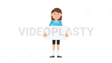White Female EU Referee Holding Poster Stock Animation