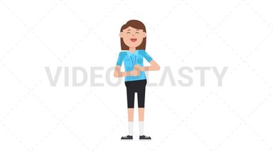 White Female EU Referee Laughing Stock Animation