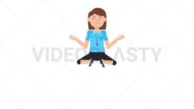 White Female EU Referee Meditate Stock Animation