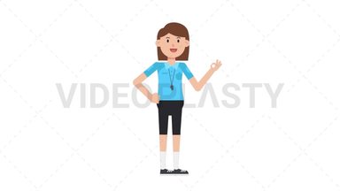 White Female EU Referee OK Stock Animation