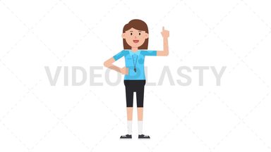 White Female EU Referee Pointing Above Stock Animation