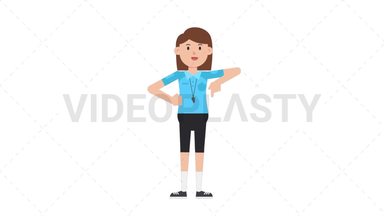 White Female EU Referee Pointing Below Stock Animation