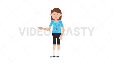 White Female EU Referee Pointing Left Stock Animation
