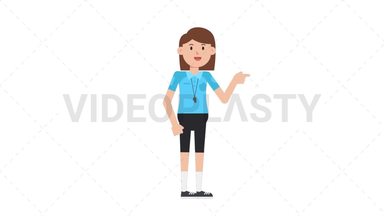 White Female EU Referee Pointing Right Stock Animation