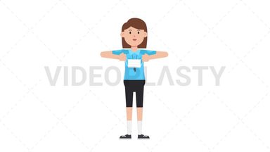 White Female EU Referee Putting on Face Mask Stock Animation
