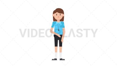 White Female EU Referee Sad Stock Animation