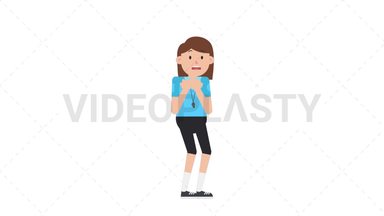 White Female EU Referee Scared Stock Animation