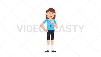 White Female EU Referee Shortness of Breath Stock Animation