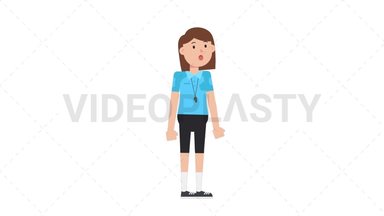 White Female EU Referee Sleepy Stock Animation