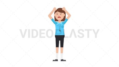 White Female EU Referee Stressed Stock Animation