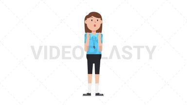 White Female EU Referee Surprised Stock Animation