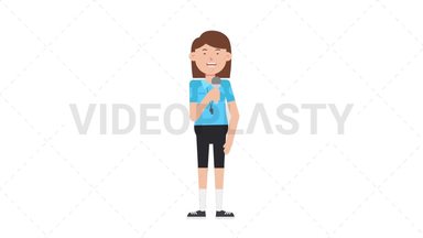 White Female EU Referee Talking on Microphone Stock Animation